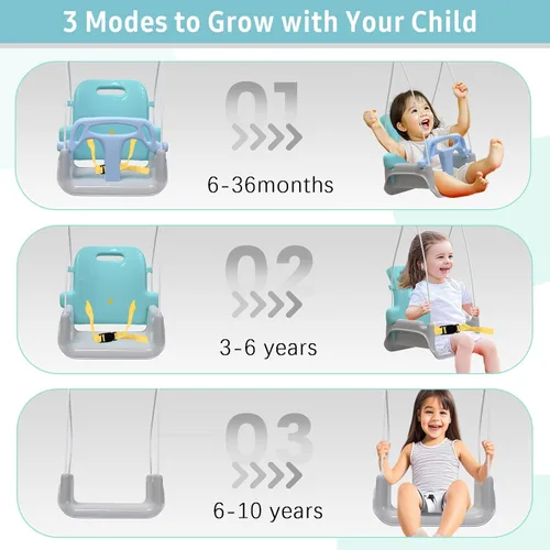Miniatura 2 de Columpio multifuncional para niños pequeños, columpio plegable para bebé para uso en exteriores e interiores, fácil de instalar y almacenar (azul)
