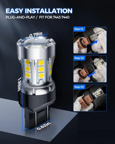 Miniatura 7 de Marsauto Bombillas LED 7443 7440 para luces de freno de marcha atrás, 7441 7444 T20 W21W de repuesto para luces de freno traseras de respaldo
