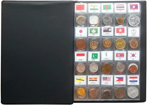 Miniatura 2 de Kit de iniciación para colección de monedas, 120 países, 100% original original/moneda del mundo con álbum de recolección de cuero etiquetado por