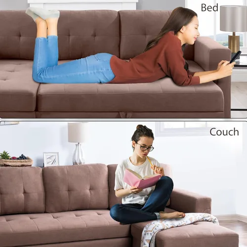Miniatura 4 de Naomi Home Transforma Cualquier Espacio: Sofá Seccional Reclinable con Sofá Cama Convertible y Chaise Acogedora. Encuentra Comodidad Tranquila