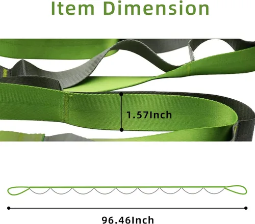 Miniatura 4 de SANKUU - Correas de yoga para estiramiento con 12 bucles, póster de entrenamiento, correas para estiramiento, equipo de terapia física, bandas