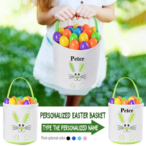 Miniatura 3 de Jocidea - Cesta de Pascua personalizada, paquete de 1 cestas de Pascua personalizadas para niñas y niños, cesta de Pascua personalizada para bebés