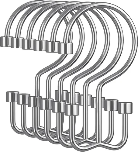 Miniatura 19 de Amazer Ganchos para cortina de ducha, anillos de cortina de ducha dobles de metal resistentes al óxido para ganchos de ducha enrollables, 12 anillos