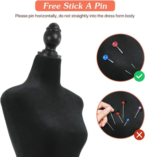 Miniatura 5 de Torso de maniquí femenino, soporte de maniquí con forma de vestido, cuerpo de maniquí ajustable de altura de 49.6 a 63.4 pulgadas, cuerpo de espuma