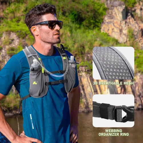 Miniatura 8 de Chaleco de hidratación para correr para mujeres y hombres, chaleco de agua mochila de 5 litros, mochila ligera de hidratación para senderismo