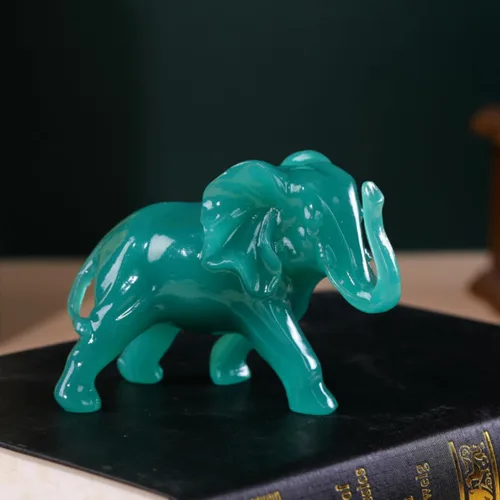 Miniatura 3 de Estatuas de elefante para decoración del hogar, 1 par de figuras de elefante de la suerte con tronco para estantes, sala de estar y dormitorio