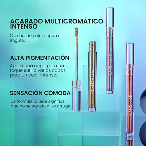 Miniatura 4 de Sombra de ojos de camaleón líquida metálica, aspecto de ojos multidimensional, maquillaje holográfico de larga duración con purpurina multicolor