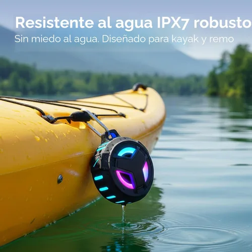 Miniatura 4 de EBODA Altavoz de ducha Bluetooth, altavoces Bluetooth portátiles, altavoz inalámbrico impermeable IP67 con luz LED, flotante, 2000 mAh, estéreo Negro