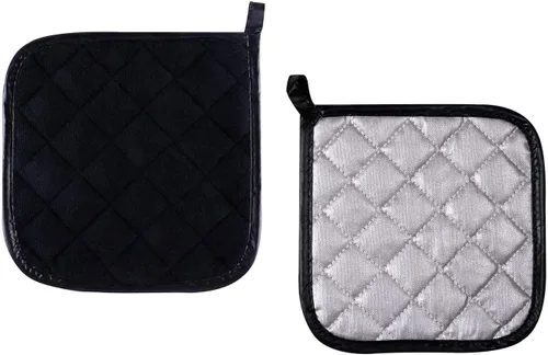 Miniatura 2 de Soporte para ollas de algodón, lavable a máquina, resistente al calor, soporte para ollas, almohadillas calientes, salvamanteles para cocinar y Negro