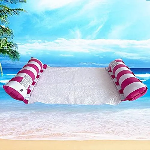 Miniatura 3 de Paquete de 4 flotadores inflables para piscina, hamaca de agua de tamaño adulto, silla de malla flotante 4 en 1 para adultos para vacaciones