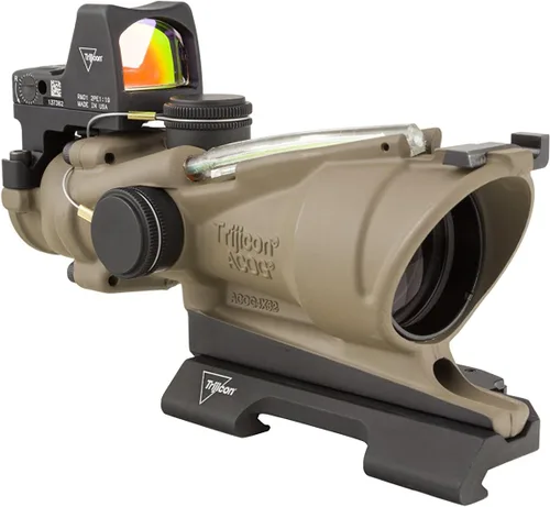 Trijicon 0.157x1.260 in ACOG Dual Ilumination Green Crosshair Retícula plana óptica oscura de la tierra