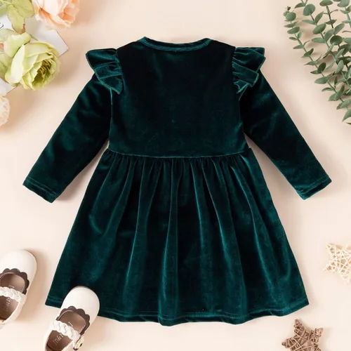 Miniatura 4 de Vestido de otoño de lino de algodón para niñas pequeñas, vestido de manga larga con flores para niñas