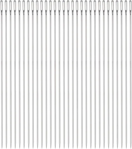 HARFINGTON 30 agujas de abalorios de 0.063 in de diámetro, agujas de coser rectas largas de acero inoxidable, agujas de coser bordadas de 6 pulgadas
