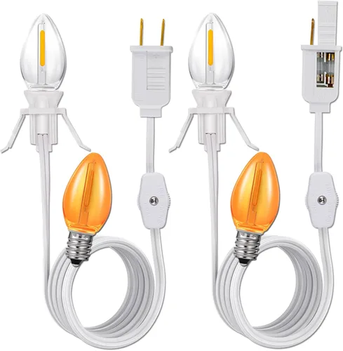 Miniatura 6 de Cable de luz enchufable, cable accesorio con bombilla, enchufe de base de candelabro E12 listado UL para luces de casa de aldea de Navidad, luces