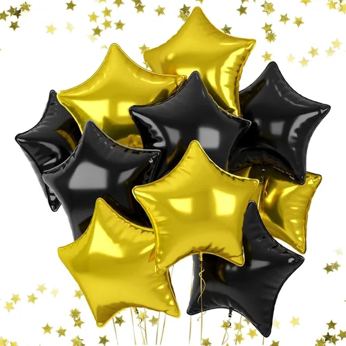 Miniatura 20 de Globos de estrellas rojas, azules y negras, globo de papel de aluminio de 18 pulgadas para helio, paquete de 10 globos rojos y azules, globo de Negro