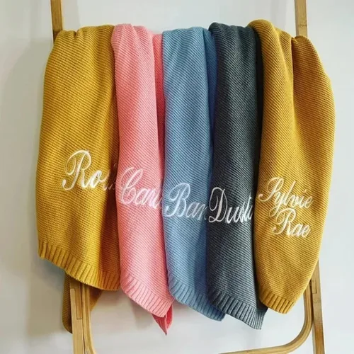 Miniatura 6 de Noni Manta de punto personalizada de lujo para bebé, manta de bebé con nombre bordado, manta de bebé niña y bebé, regalos de ducha, recién nacido