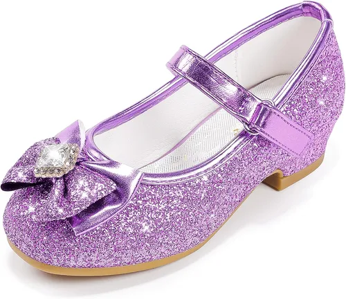Furdeour Zapatos de vestir para niñas, zapatos de princesa Mary Jane para bodas, flores, damas de honor, tacones con purpurina para niños pequeños
