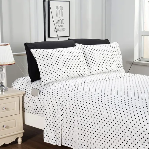 Miniatura 2 de Elegant Comfort Sábanas suaves de lujo con patrón de lunares, 1500 hilos, microfibra de alta calidad, suave, resistente a las arrugas y a