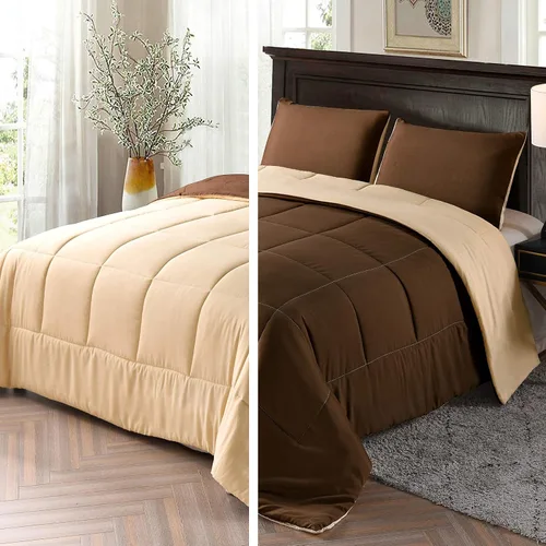 Miniatura 5 de Juego de edredón reversible ligero tamaño individual XL (68 x 90 pulgadas) para todas las estaciones, edredón alternativo de plumón negro