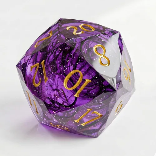 Miniatura 8 de Dados multifacéticos DND D20 individuales de resina con borde afilado de 20 caras D&D, poliédricos hechos a mano de 0.866 in para Calabozos