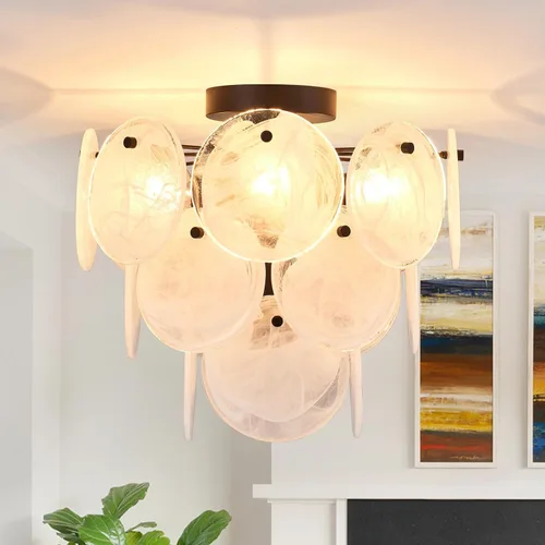 Miniatura 10 de Moderna lámpara de techo de cristal de montaje empotrado, acabado cromado, luces de pasillo vintage, lámpara única de 4 luces para dormitorio