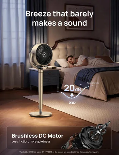 Miniatura 4 de Dreo Ventilador de pedestal con control inteligente, 43 pulgadas, ventiladores silenciosos oscilantes omnidireccionales de 150° + 120°