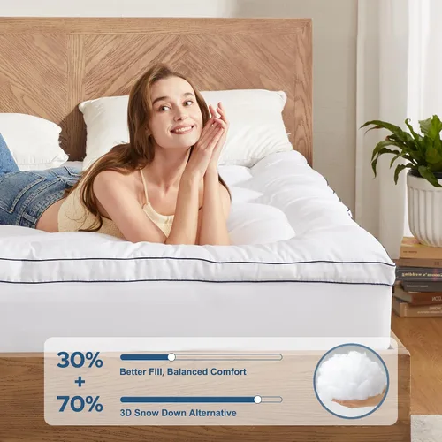 Miniatura 2 de BEDLORE Cubrecolchón tamaño King, Almohadilla Superior Gruesa Pillow Top para Alivio del Dolor de Espalda, Funda de Colchón Suave Refrescante
