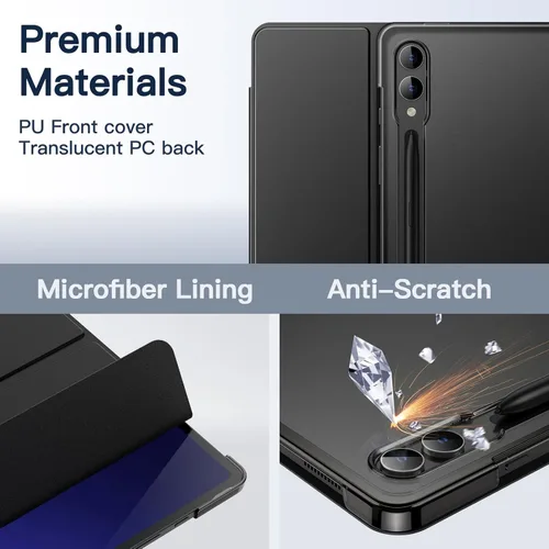 Miniatura 3 de JETech Funda para Samsung Galaxy Tab S10 Ultra/Tab S9 Ultra de 14.6 pulgadas, funda protectora translúcida con soporte de tres pliegues en la parte