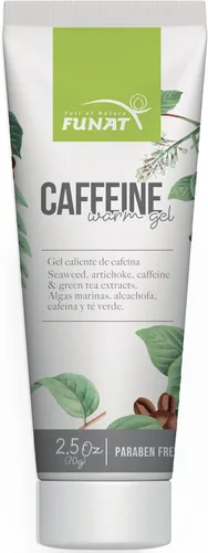 FUNAT Gel cálido con cafeína con algas marinas, alcachofa, té verde y extractos de cafeína, gel de masaje revitalizante para la piel (2.5 onzas)