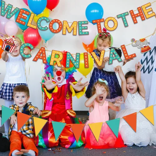 Miniatura 2 de Cartel de bienvenida al carnaval: decoraciones de fiesta temática de carnaval y circo, juegos y pancartas