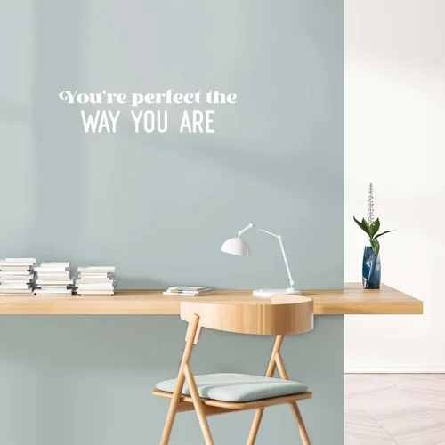 Vinyl Wall Art Decal - You're Perfect The Way You are - 6.5" x 27" - Trendy Inspirational Positive Self Esteem Quote Sticker for Bedrrom Living Room