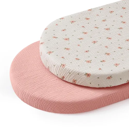 Miniatura 29 de Blissful Diary Sábanas de moisés de muselina para bebés, niñas y niños, de algodón suave bohemio, ajustadas para colchón rectangular ovalado de Sol
