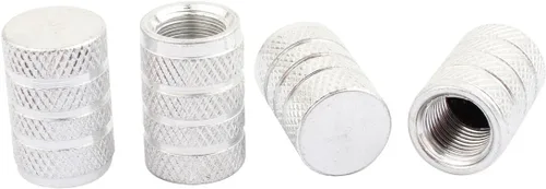 Miniatura 4 de TOMALL Tapas protectoras de válvula de neumático diseño redondo, de aluminio plateado, compatibles con camiones todo terreno
