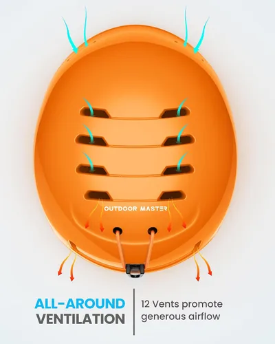 Miniatura 3 de OutdoorMaster - Juego de casco y gafas de esquí para niños, casco de snowboard, carcasa de PC duradera y espuma EPS, casco de nieve con 12 Naranja