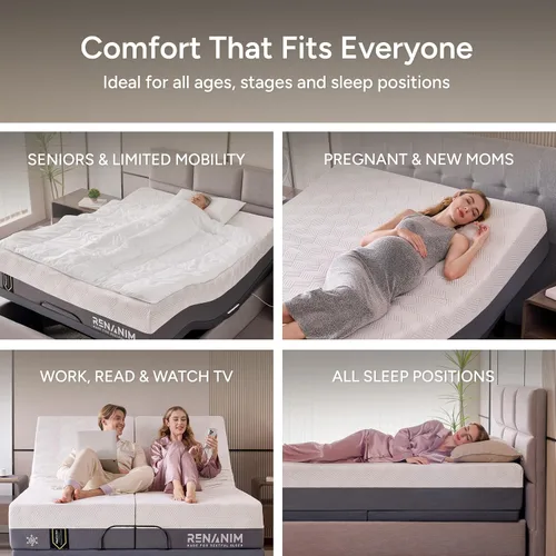 Miniatura 7 de Base de cama ajustable inteligente con doble masaje eléctrico - USB, luz debajo de la cama, gravedad cero, control de aplicación, inclinación