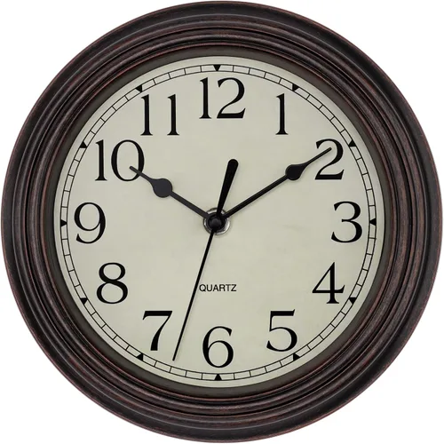 Miniatura 13 de Foxtop Reloj clásico redondo retro silencioso de 12 pulgadas, de cuarzo, decorativo, funciona con pilas, para sala de estar, cocina, oficina en casa