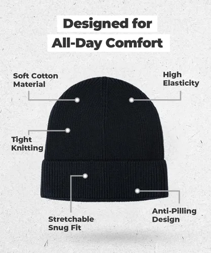 Miniatura 4 de Gorro 100% algodón para hombre, moderno y elegante, cálido y cómodo para el uso diario