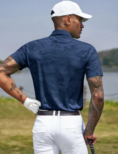 Miniatura 85 de TAPULCO Camisetas tipo polo de secado rápido para hombre, diseño de camuflaje, atléticas, ligeras, transpirables, casuales, para golf