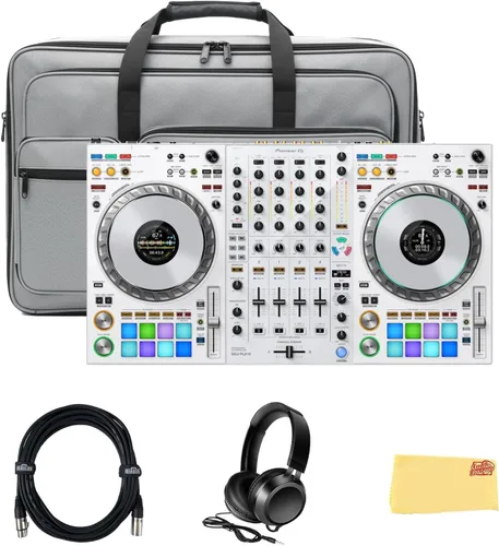 Miniatura 9 de Pioneer DJ DDJ-FLX10 Controlador profesional de DJ de 4 canales, paquete negro con funda de transporte, auriculares HDJ-CUE1, cable XLR y paño