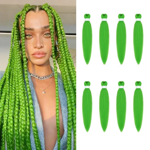 Miniatura 53 de 8 paquetes de extensiones preestiradas - 16 pulgadas de cabello trenzado premium, 55G/paquete, sin picazón, fijación en agua caliente, textura Perm