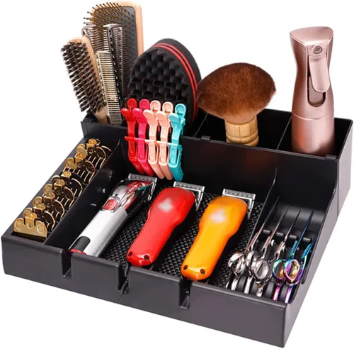 Miniatura 8 de MERRYHAPY Clipper para estuche de almacenamiento, estación de corte de pelo portátil, recortadora, peluquero con bandeja para el cabello, muescas