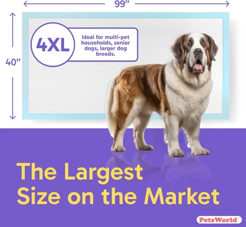 Miniatura 7 de PETSWORLD Almohadillas para orinar de perro de gran tamaño (40 x 99 pulgadas), almohadillas gigantes 4XL para entrenamiento de cachorros