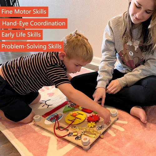 Miniatura 8 de Tabla de Actividades Montessori de Doble Cara para Niños Pequeños de 3-5 años, Entrena las Habilidades Motoras Finas de los Bebés, Juguete