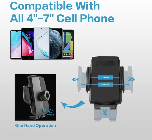 Miniatura 4 de Soporte para teléfono 2 en 1, soporte universal de cuello de cisne ajustable, rotación 360, liberación de un botón, se adapta a teléfonos de 4 a 7