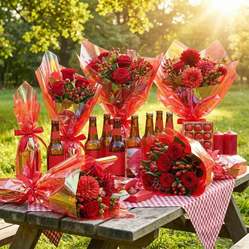 Miniatura 4 de Outus Película de celofán iridiscente de celofán arcoíris, decoración de manualidades para cestas de regalo, suministros de mariposas de hadas, Rojo