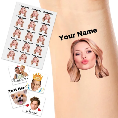 Miniatura 33 de Tatuajes temporales personalizados, personaliza cualquier foto tatuajes para cumpleaños, boda, despedida de soltera, 1 juego de 15 tatuajes Patrón 9