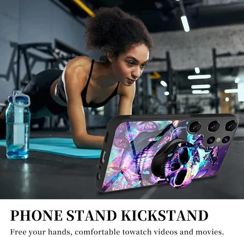 Miniatura 2 de Funda para Samsung Galaxy S22 Ultra Phone Grip con soporte expandible Soporte Soporte Kickstand, TPU suave a prueba de golpes Anti-arañazos Tapa