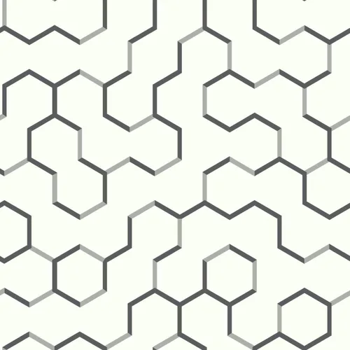 RoomMates RMK9091WP - Papel tapiz geométrico abierto para despegar y pegar, color negro, 20.5 pulgadas x 16.5 pies, gris