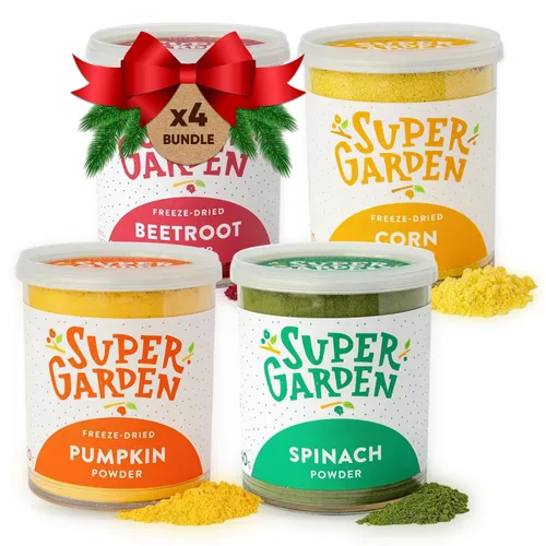 Remolacha liofilizada, maíz, calabaza, espinaca en polvo | 100% natural, sin azúcar añadido, sin gluten, alimentos nutritivos liofilizados, set de