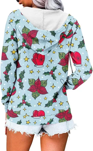 Miniatura 7 de Women's Sequin Butterfly Graphic Hooded Fashion Comfy Breathable Pullover Tops Full Zip Drawstring Shirt with Pocket